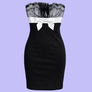 Sakura Early 2000s Y2K Goth Black and White Strapless Dress